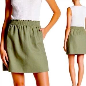 Green ruched JCrew skirt
